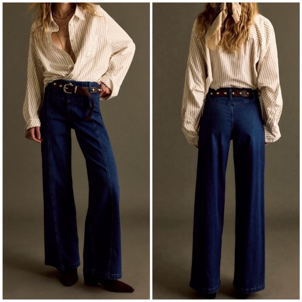 NWT Free People We The Free Libre Wide-Leg Jeans - lock and key blue - 28